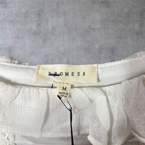 New Promesa Chiffon‎ Maxi White Ruffle Bodice Adjustable Straps Dress Medium - Picture 3 of 13